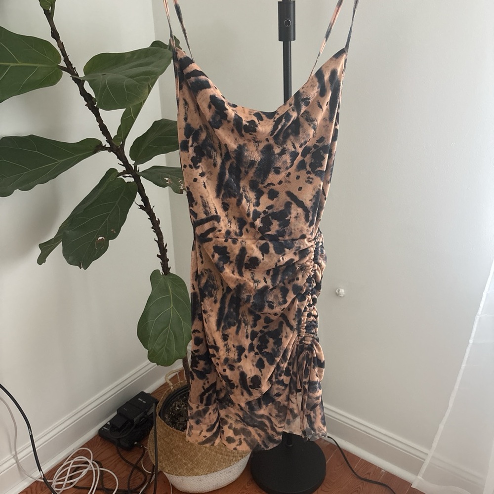 Stylish Black and Tan Spaghetti Strap Dress